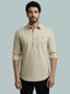 TerraDesi Men's Solid Cotton Short Kurta | Casual Full Sleeve Regular Fit (SE89)