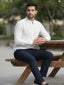TerraDesi Arctic Loom Textured Cotton Short Kurta for Men | Modern Mandarin Collar Kurta