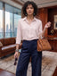 Blush Aura Satin Shirt – Soft Power Elegance