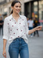 Elegant White Dobby Shirt with Heart Embroidery for Women – Regular Fit Casual & Party Wear
