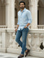 TerraDesi Azure Zenith Solid Cotton Blend Formal Shirt