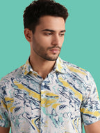 TerraDesi Azure Marble Swirl Viscose Rayon Shirt