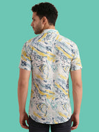 TerraDesi Azure Marble Swirl Viscose Rayon Shirt