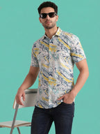 TerraDesi Azure Marble Swirl Viscose Rayon Shirt
