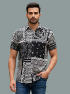 TerraDesi Monochrome Heritage Patchwork Paisley Shirt