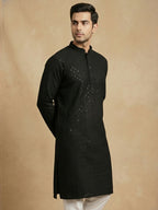 NoirVansh Luxe Sequin Kurta | TerraDesi Black Festive Statement Kurta