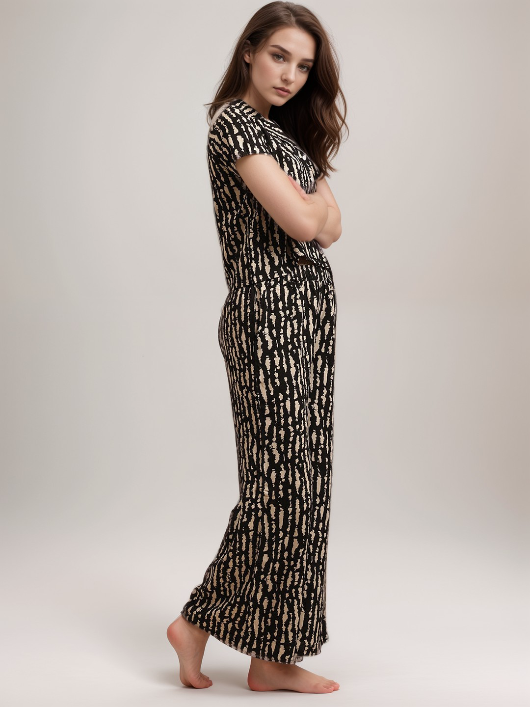 TerraDesi Noir Stripe Luxe Lounge Co-ord Set – Classic Shirt Edition