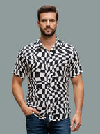 TerraDesi Monochrome Optical Illusion Print Shirt – Black & White Statement Wear