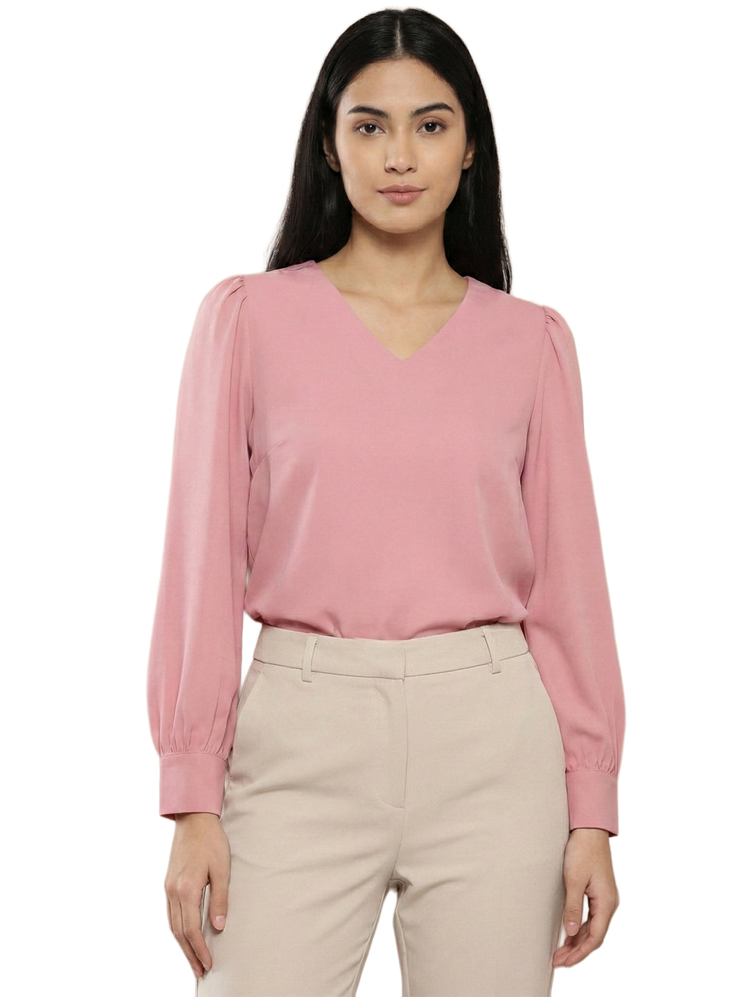 TerraDesi Azure Grace V-Neck Crepe Top