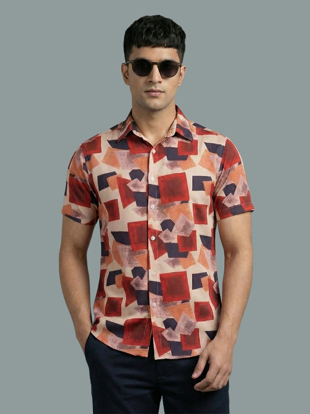 TerraDesi Geometric Clay Abstract Viscose Rayon Shirt Secondary image