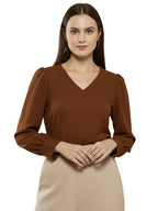 TerraDesi Azure Grace V-Neck Crepe Top