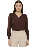 TerraDesi Azure Grace V-Neck Crepe Top
