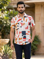 TerraDesi Ivory Abstract Brushstroke Shirt – Artistic Premium Casual Wear