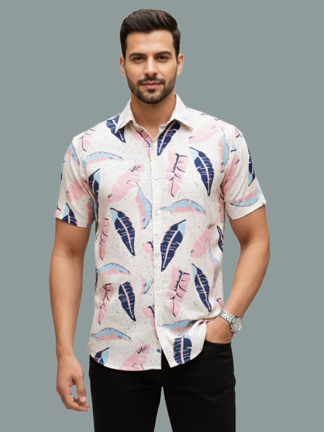TerraDesi Pastel Petal Leaf Viscose Rayon Shirt Secondary image