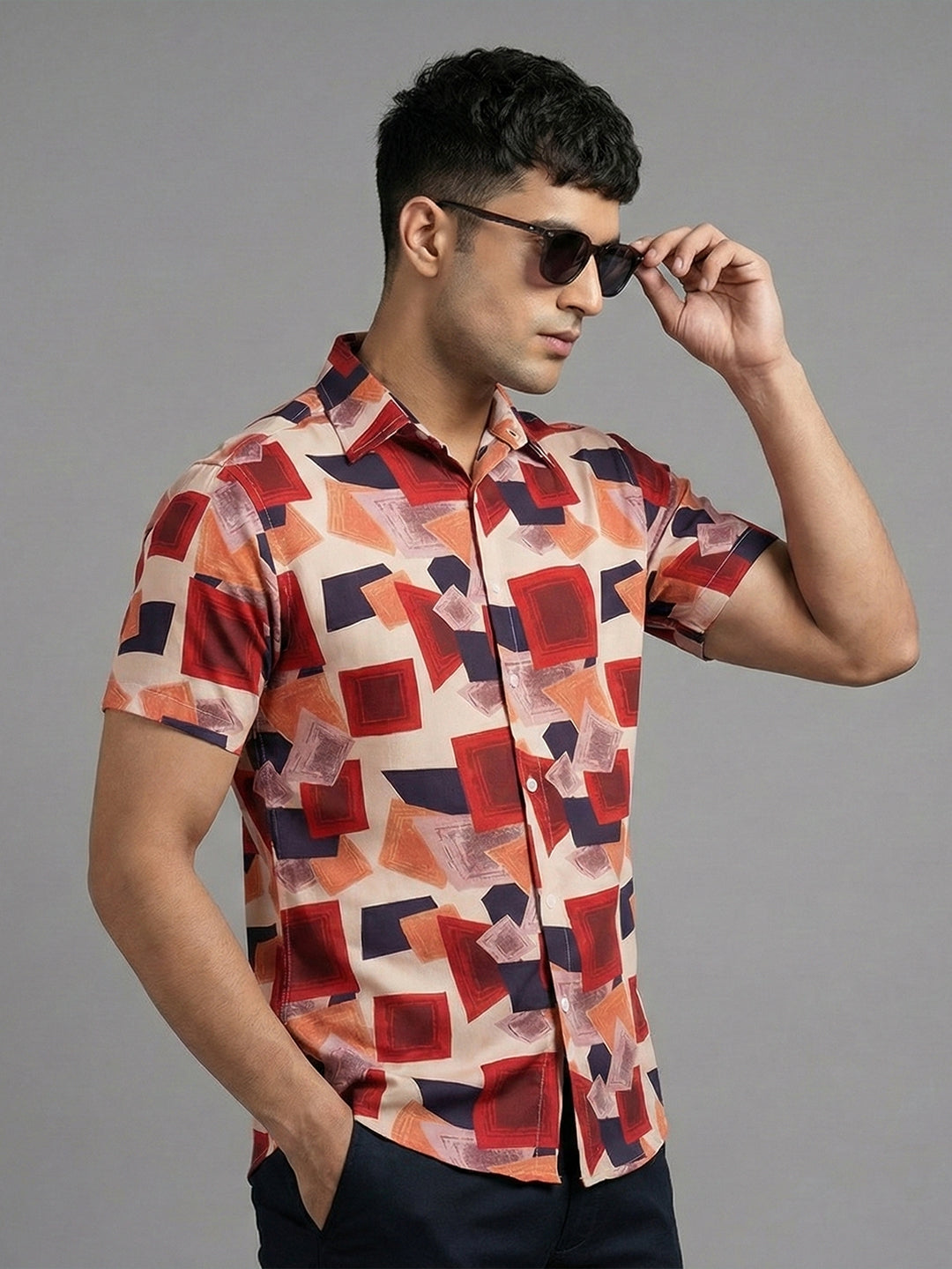 TerraDesi Geometric Clay Abstract Viscose Rayon Shirt