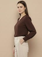 TerraDesi Azure Grace V-Neck Crepe Top