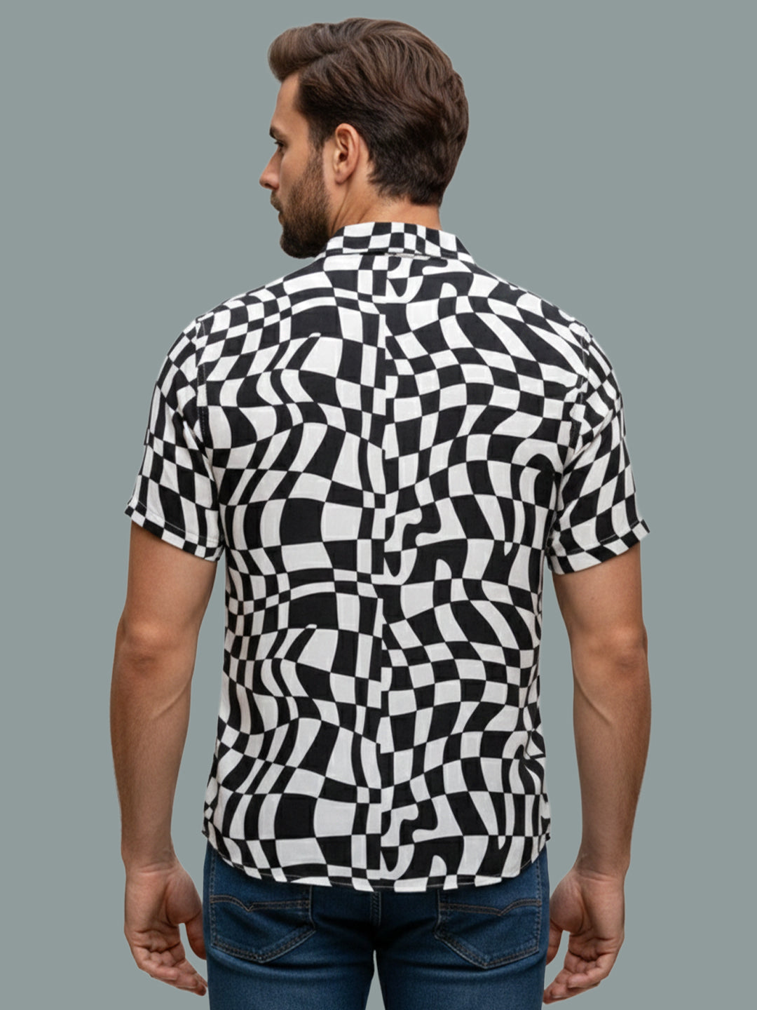TerraDesi Monochrome Optical Illusion Print Shirt – Black & White Statement Wear