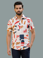 TerraDesi Ivory Abstract Brushstroke Shirt – Artistic Premium Casual Wear