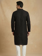 NoirVansh Luxe Sequin Kurta | TerraDesi Black Festive Statement Kurta