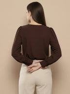 TerraDesi Azure Grace V-Neck Crepe Top