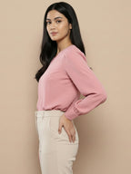 TerraDesi Azure Grace V-Neck Crepe Top