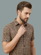 TerraDesi Tribal Grid Earthtone Shirt – Geometric Heritage Casual Wear