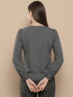 TerraDesi Azure Grace V-Neck Crepe Top