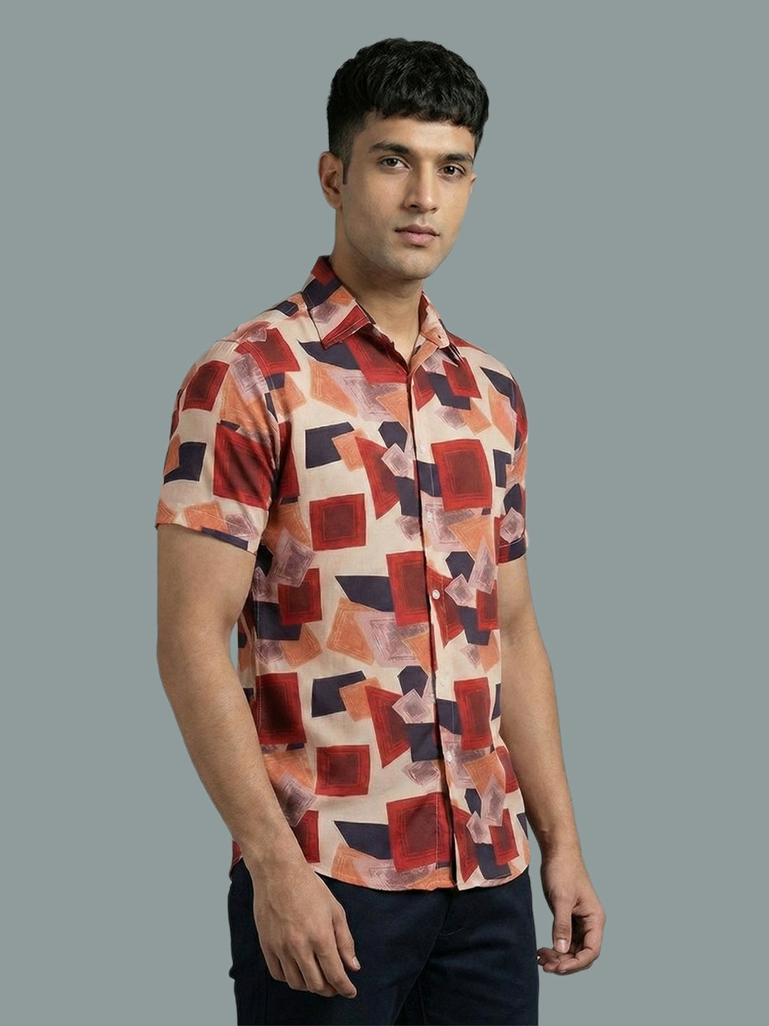 TerraDesi Geometric Clay Abstract Viscose Rayon Shirt