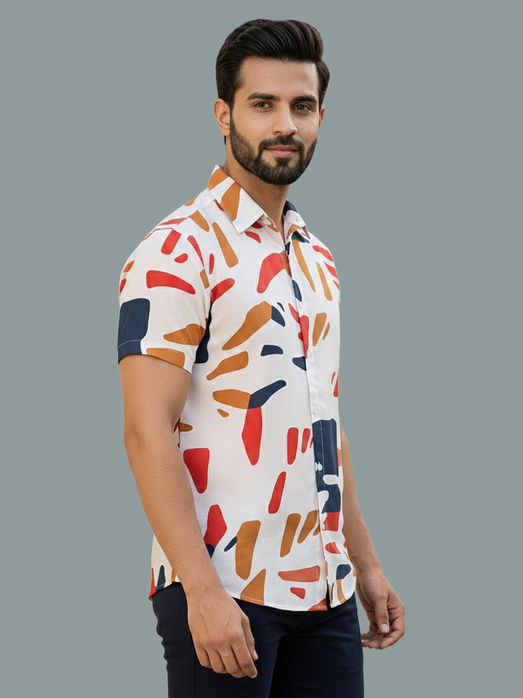 TerraDesi Ivory Abstract Brushstroke Shirt – Artistic Premium Casual Wear