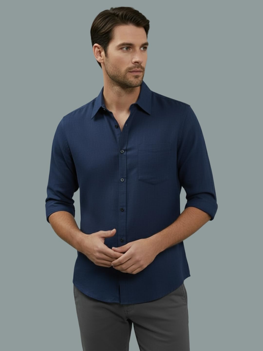 TerraDesi Men’s Essential Solid Cotton Blend Shirt