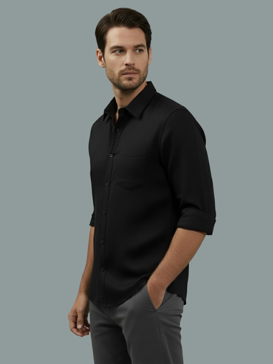 TerraDesi Men’s Essential Solid Cotton Blend Shirt