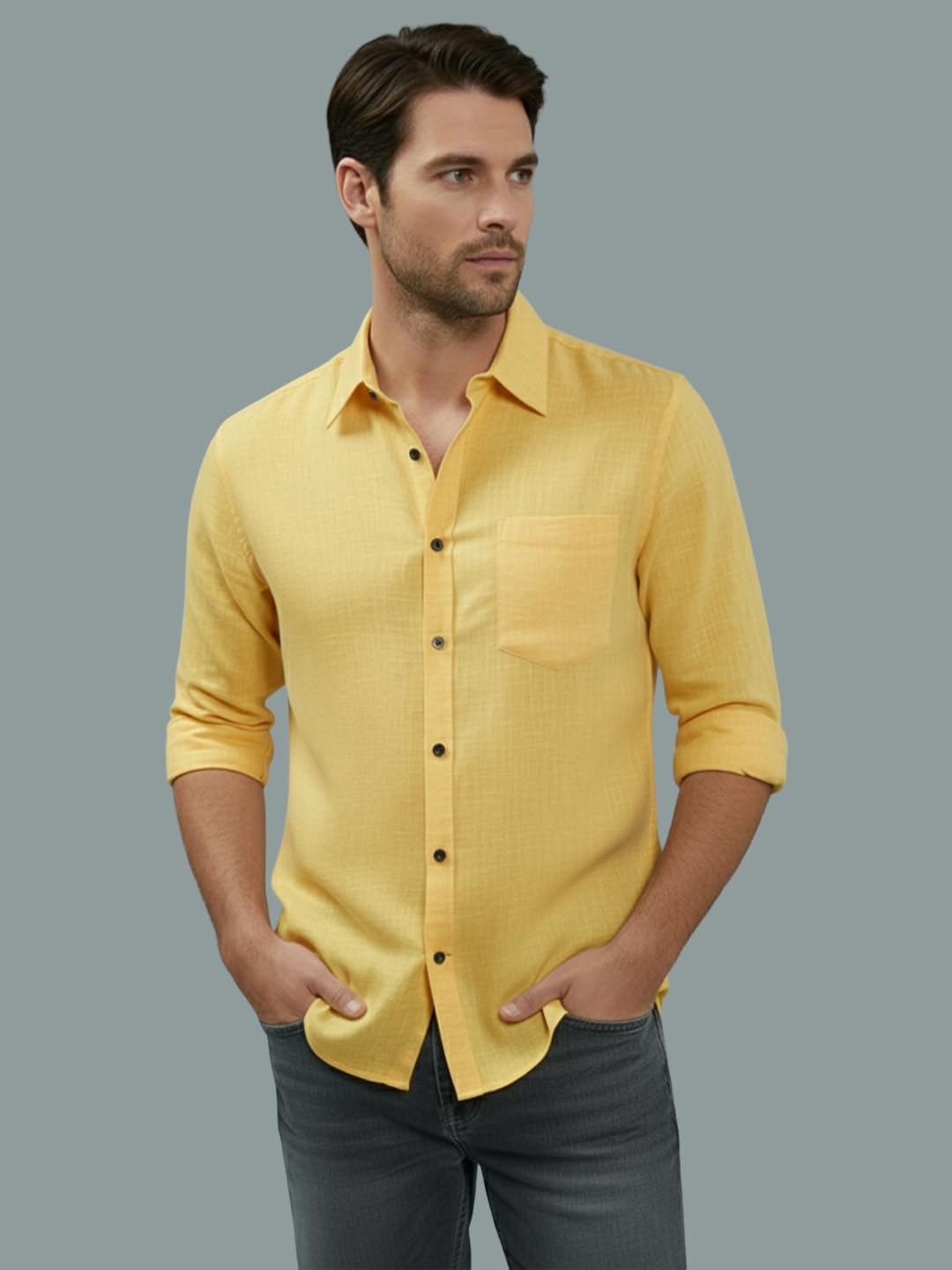 TerraDesi Men’s Essential Solid Cotton Blend Shirt
