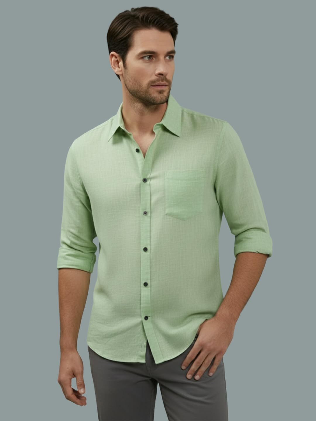 TerraDesi Men’s Essential Solid Cotton Blend Shirt