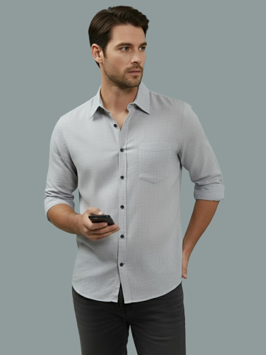 TerraDesi Men’s Essential Solid Cotton Blend Shirt