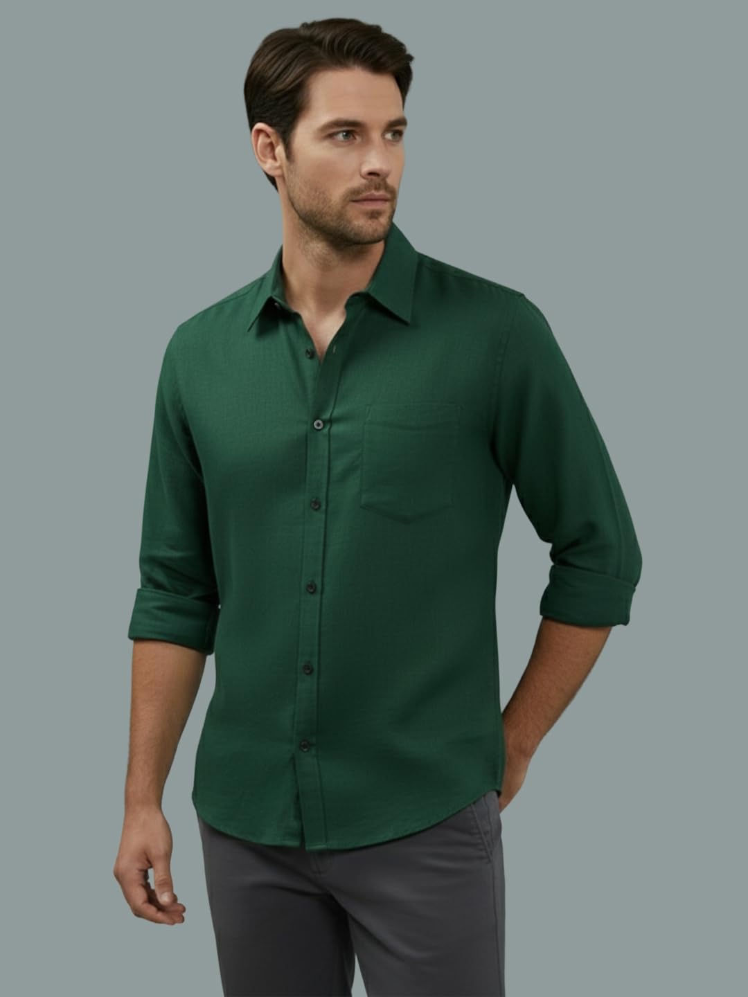 TerraDesi Men’s Essential Solid Cotton Blend Shirt