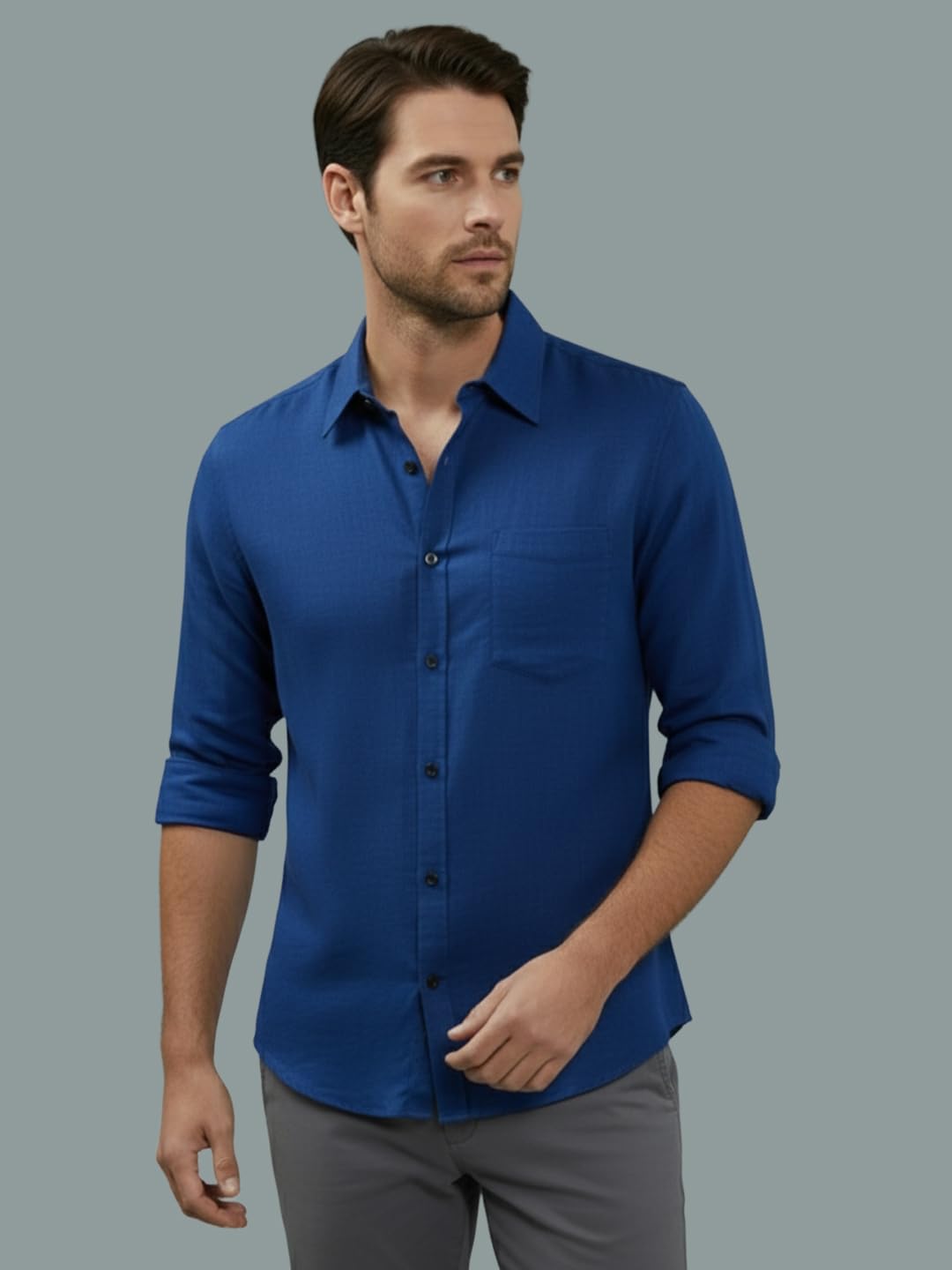 TerraDesi Men’s Essential Solid Cotton Blend Shirt