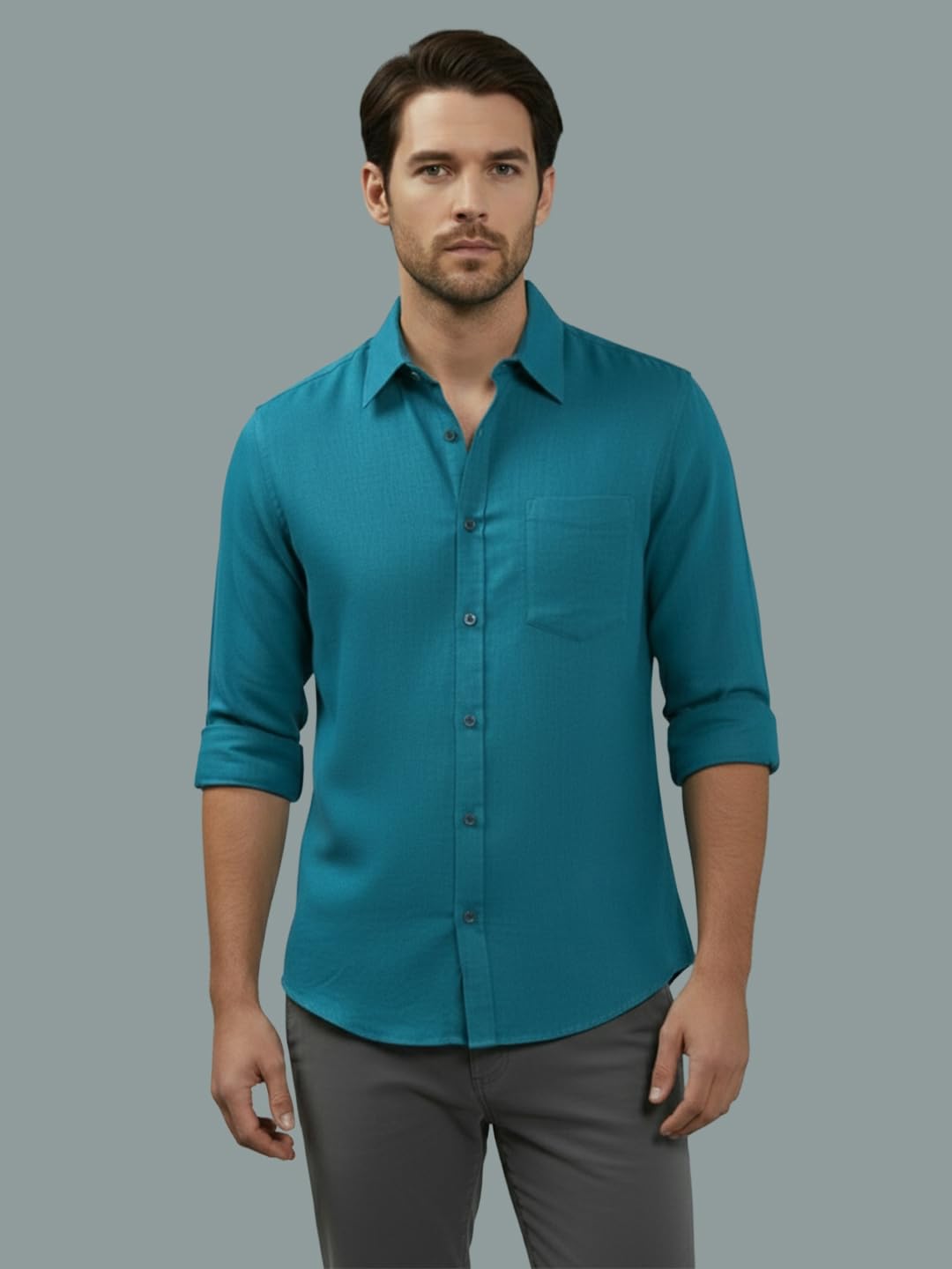 TerraDesi Men’s Essential Solid Cotton Blend Shirt