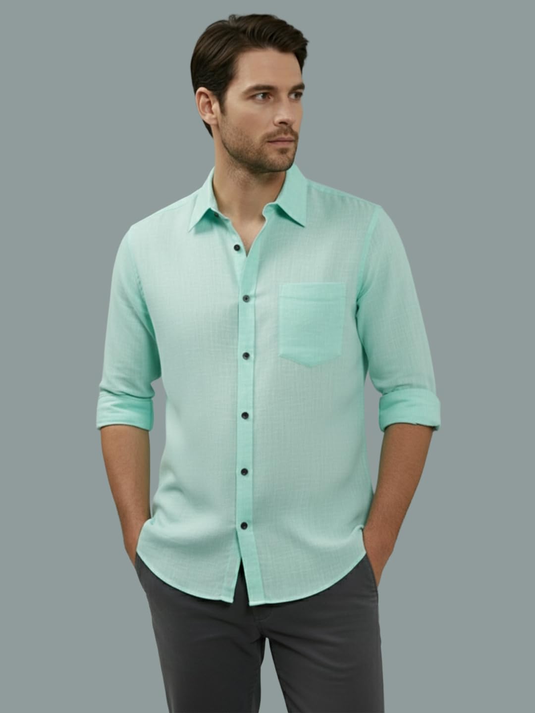 TerraDesi Men’s Essential Solid Cotton Blend Shirt
