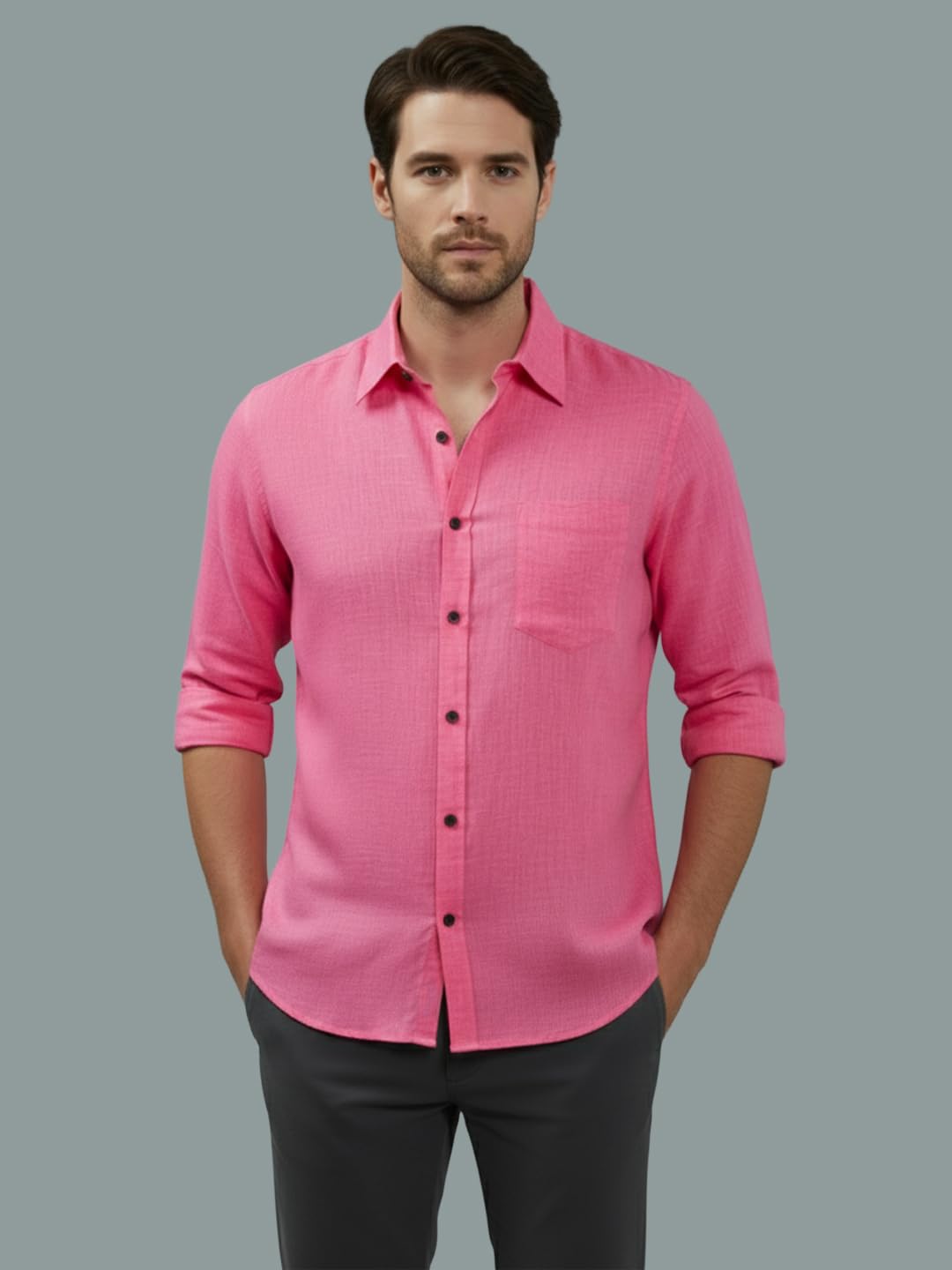 TerraDesi Men’s Essential Solid Cotton Blend Shirt