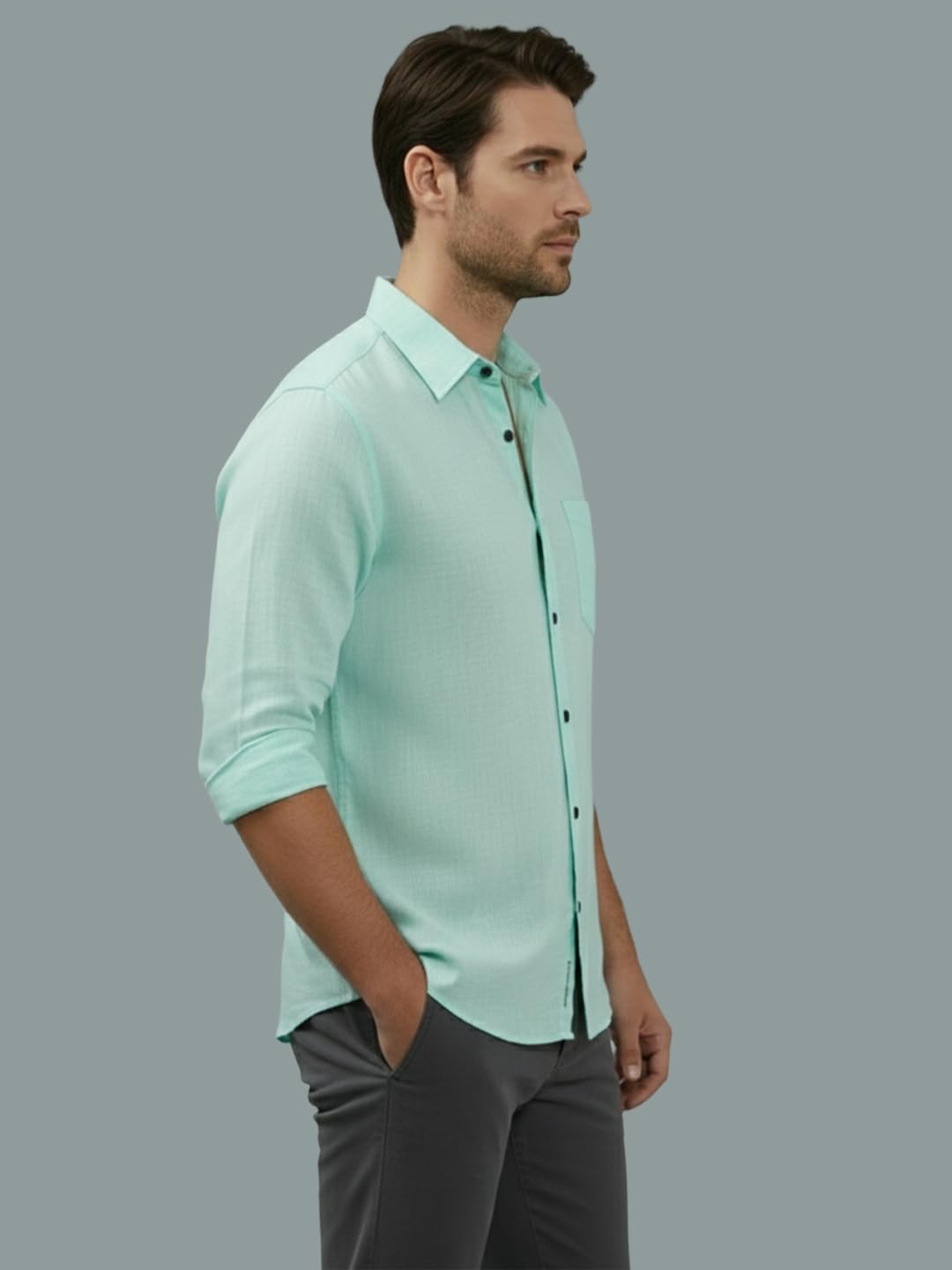 TerraDesi Men’s Essential Solid Cotton Blend Shirt