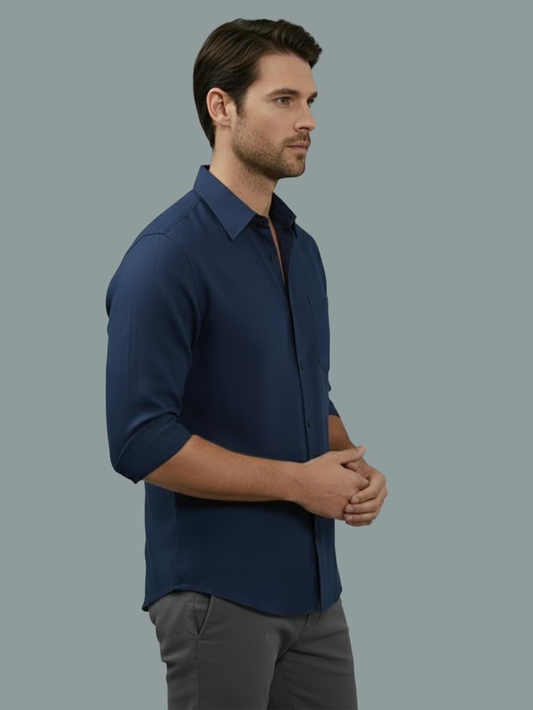 TerraDesi Men’s Essential Solid Cotton Blend Shirt