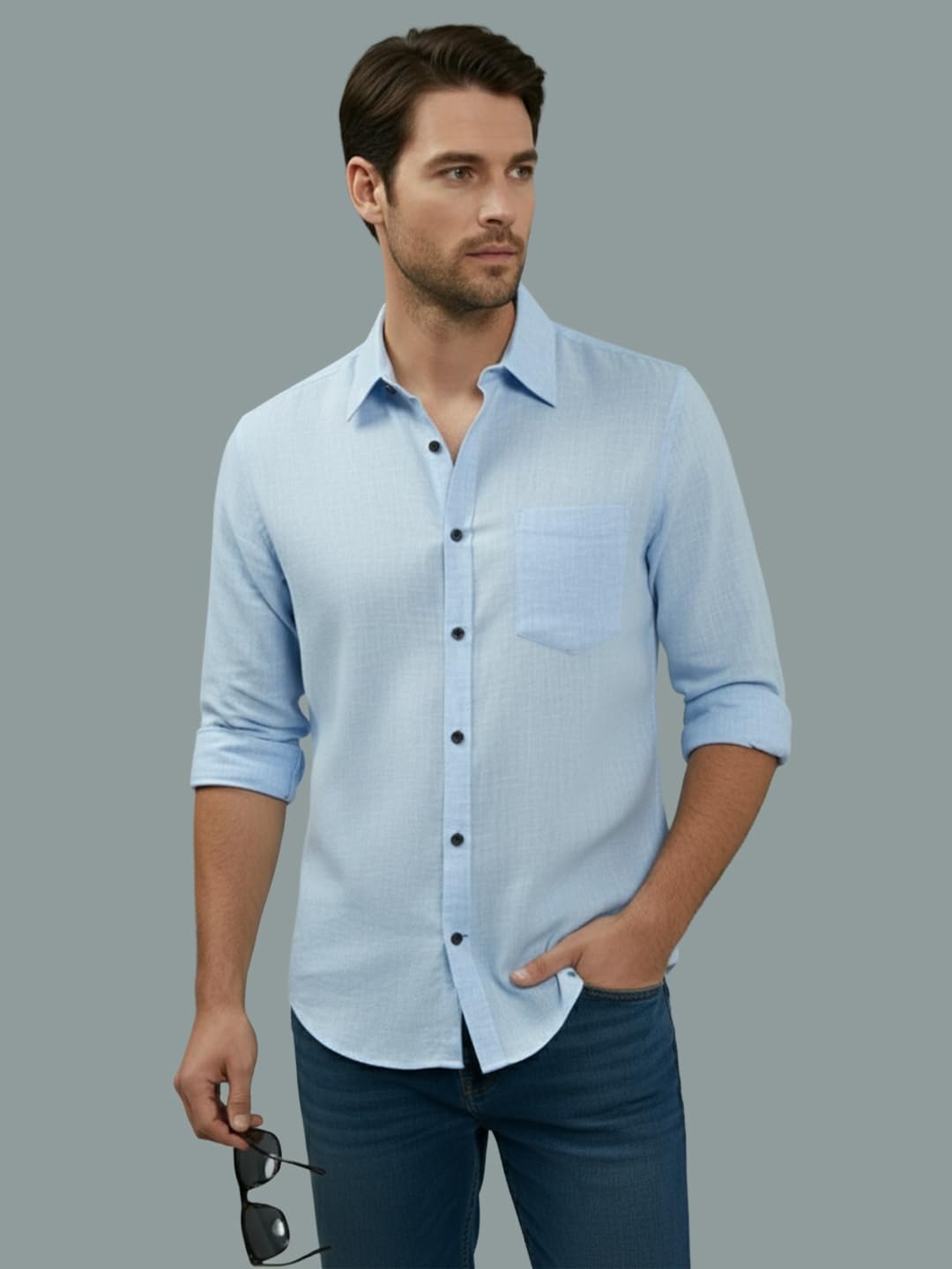 TerraDesi Men’s Essential Solid Cotton Blend Shirt