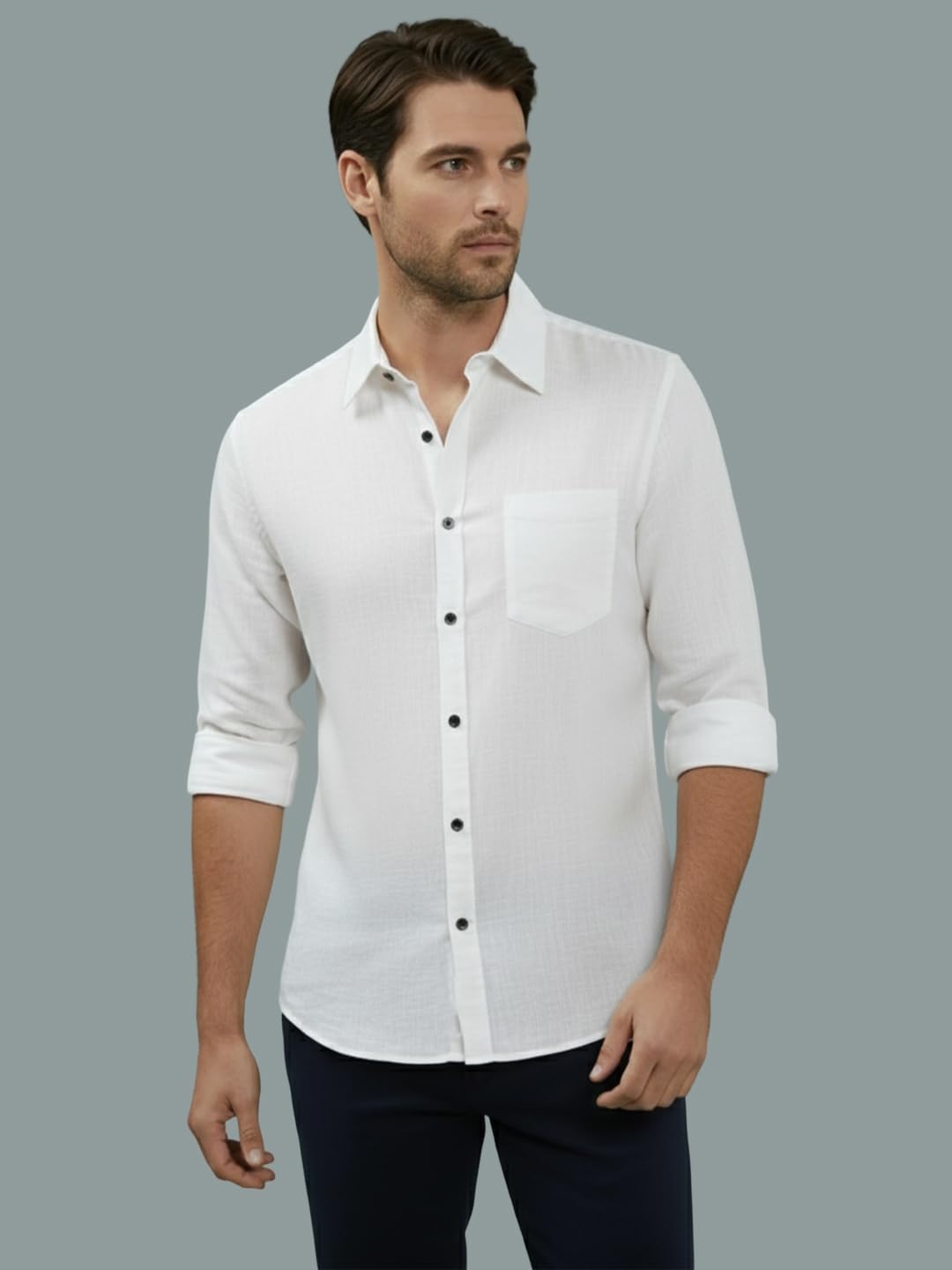 TerraDesi Men’s Essential Solid Cotton Blend Shirt