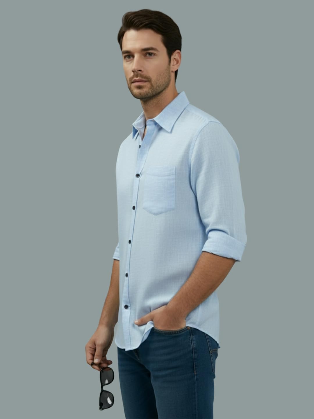 TerraDesi Men’s Essential Solid Cotton Blend Shirt