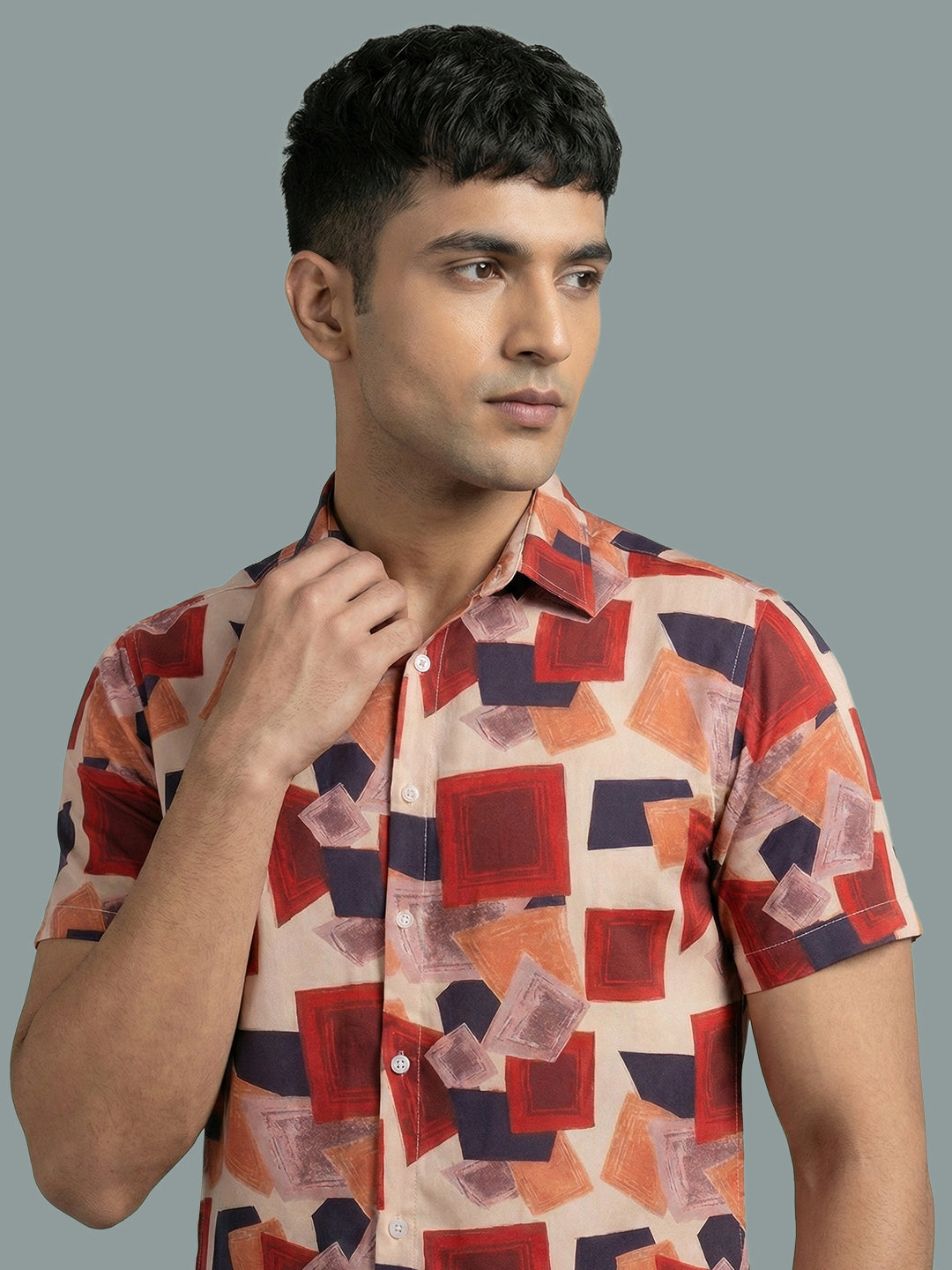 TerraDesi Geometric Clay Abstract Viscose Rayon Shirt