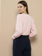 TerraDesi Azure Grace V-Neck Crepe Top