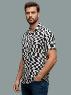 TerraDesi Monochrome Optical Illusion Print Shirt – Black & White Statement Wear