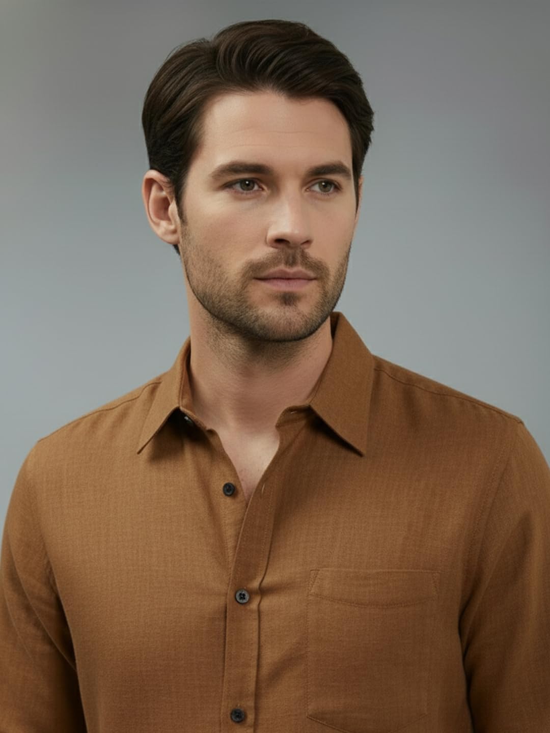 TerraDesi Men’s Essential Solid Cotton Blend Shirt