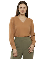 TerraDesi Azure Grace V-Neck Crepe Top