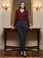 TerraDesi Azure Grace V-Neck Crepe Top